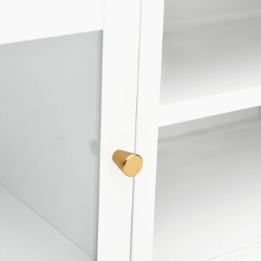 vidaXL Έπιπλο Τηλεόρασης Λευκό 90x30x44cm από Ατσάλι και Γυαλί