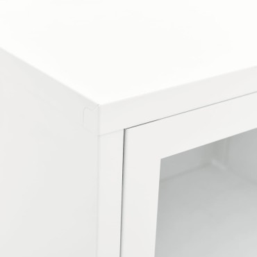 vidaXL Έπιπλο Τηλεόρασης Λευκό 90x30x44cm από Ατσάλι και Γυαλί