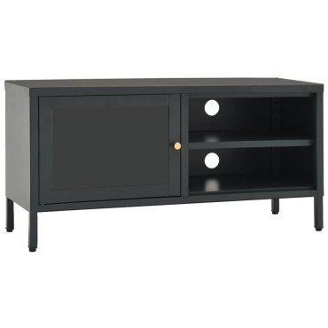 vidaXL Έπιπλο Τηλεόρασης Ανθρακί 90x30x44cm από Ατσάλι και Γυαλί