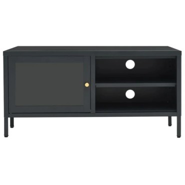 vidaXL Έπιπλο Τηλεόρασης Ανθρακί 90x30x44cm από Ατσάλι και Γυαλί