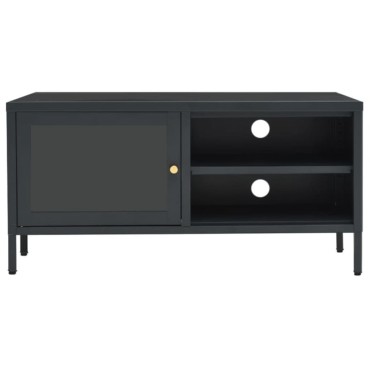 vidaXL Έπιπλο Τηλεόρασης Ανθρακί 90x30x44cm από Ατσάλι και Γυαλί