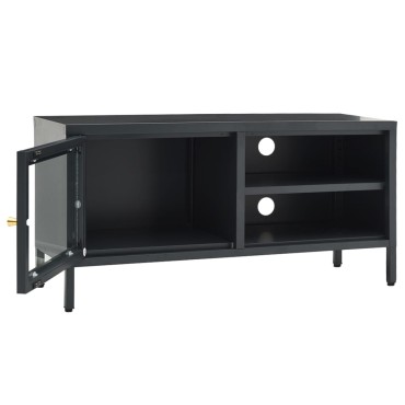 vidaXL Έπιπλο Τηλεόρασης Ανθρακί 90x30x44cm από Ατσάλι και Γυαλί