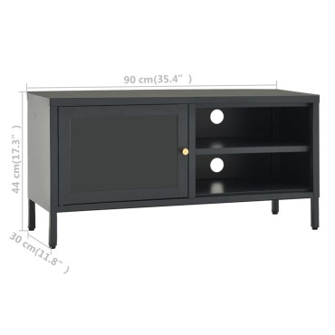 vidaXL Έπιπλο Τηλεόρασης Ανθρακί 90x30x44cm από Ατσάλι και Γυαλί