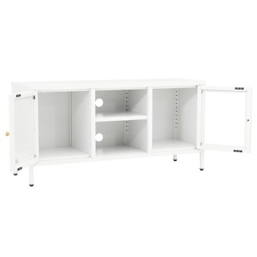 vidaXL Έπιπλο Τηλεόρασης Λευκό 105x35x52cm από Ατσάλι και Γυαλί
