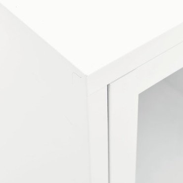 vidaXL Έπιπλο Τηλεόρασης Λευκό 105x35x52cm από Ατσάλι και Γυαλί
