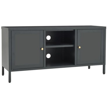 vidaXL Έπιπλο Τηλεόρασης Ανθρακί 105x35x52cm από Ατσάλι και Γυαλί