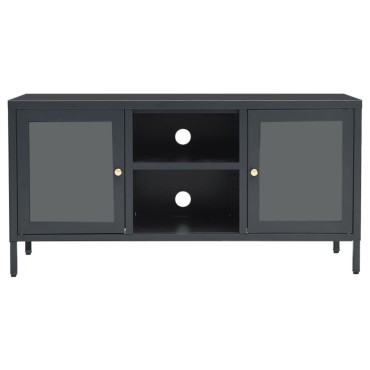 vidaXL Έπιπλο Τηλεόρασης Ανθρακί 105x35x52cm από Ατσάλι και Γυαλί