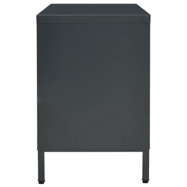 vidaXL Έπιπλο Τηλεόρασης Ανθρακί 105x35x52cm από Ατσάλι και Γυαλί