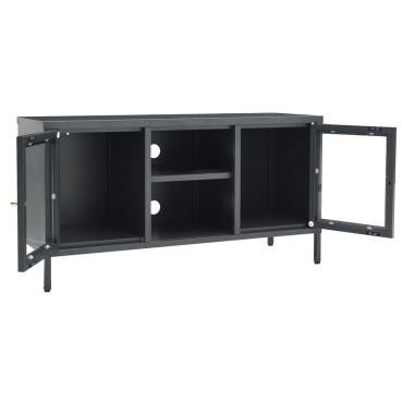 vidaXL Έπιπλο Τηλεόρασης Ανθρακί 105x35x52cm από Ατσάλι και Γυαλί
