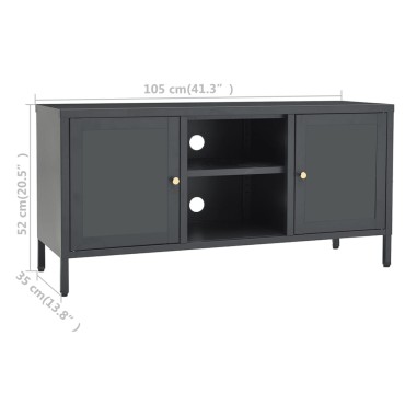 vidaXL Έπιπλο Τηλεόρασης Ανθρακί 105x35x52cm από Ατσάλι και Γυαλί