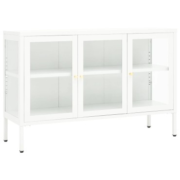 vidaXL Μπουφές Λευκός 105x35x70cm από Ατσάλι και Γυαλί 1 τεμ.