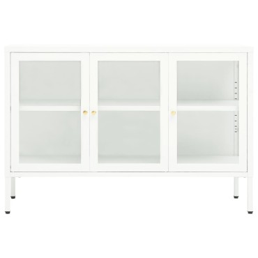 vidaXL Μπουφές Λευκός 105x35x70cm από Ατσάλι και Γυαλί 1 τεμ.