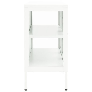 vidaXL Μπουφές Λευκός 105x35x70cm από Ατσάλι και Γυαλί 1 τεμ.