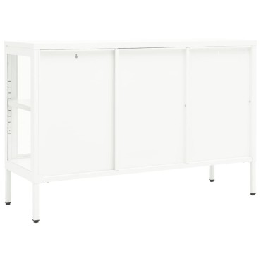 vidaXL Μπουφές Λευκός 105x35x70cm από Ατσάλι και Γυαλί 1 τεμ.