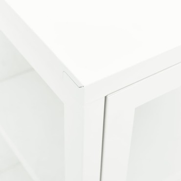 vidaXL Μπουφές Λευκός 105x35x70cm από Ατσάλι και Γυαλί 1 τεμ.