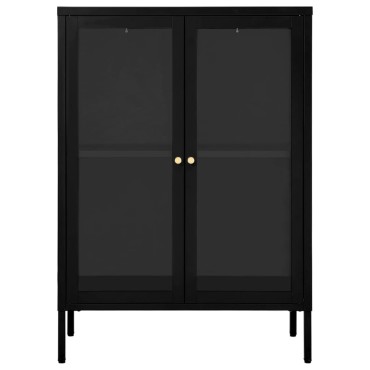 vidaXL Μπουφές Μαύρος 75x35x105cm από Ατσάλι και Γυαλί 1 τεμ.