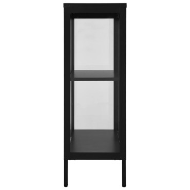 vidaXL Μπουφές Μαύρος 75x35x105cm από Ατσάλι και Γυαλί 1 τεμ.