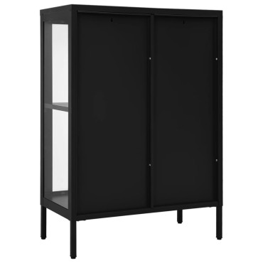 vidaXL Μπουφές Μαύρος 75x35x105cm από Ατσάλι και Γυαλί 1 τεμ.