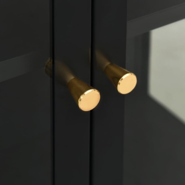 vidaXL Μπουφές Μαύρος 75x35x105cm από Ατσάλι και Γυαλί 1 τεμ.