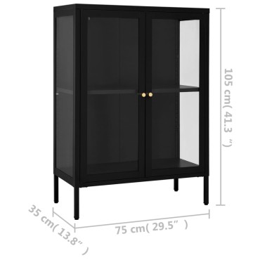vidaXL Μπουφές Μαύρος 75x35x105cm από Ατσάλι και Γυαλί 1 τεμ.