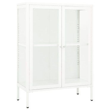 vidaXL Μπουφές Λευκός 75x35x105cm από Ατσάλι και Γυαλί 1 τεμ.