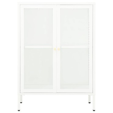 vidaXL Μπουφές Λευκός 75x35x105cm από Ατσάλι και Γυαλί 1 τεμ.