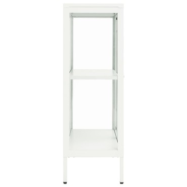 vidaXL Μπουφές Λευκός 75x35x105cm από Ατσάλι και Γυαλί 1 τεμ.