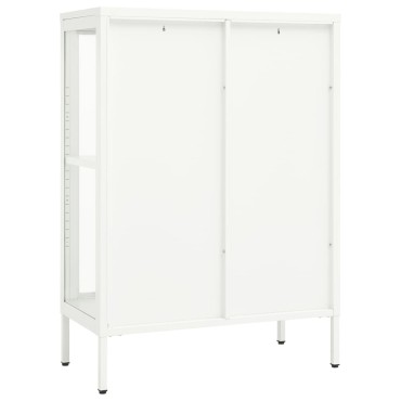 vidaXL Μπουφές Λευκός 75x35x105cm από Ατσάλι και Γυαλί 1 τεμ.