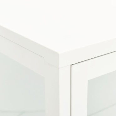 vidaXL Μπουφές Λευκός 75x35x105cm από Ατσάλι και Γυαλί 1 τεμ.