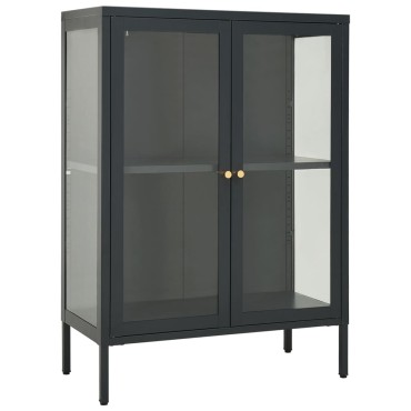 vidaXL Μπουφές Ανθρακί 75x35x105cm από Ατσάλι και Γυαλί 1 τεμ.