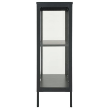 vidaXL Μπουφές Ανθρακί 75x35x105cm από Ατσάλι και Γυαλί 1 τεμ.