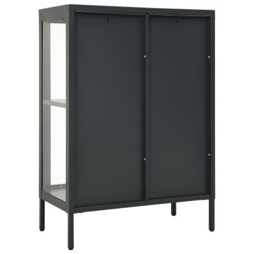 vidaXL Μπουφές Ανθρακί 75x35x105cm από Ατσάλι και Γυαλί 1 τεμ.