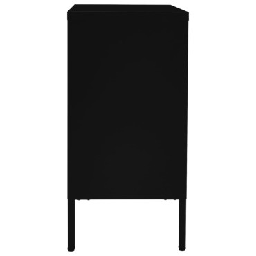 vidaXL Μπουφές Μαύρος 75x35x70cm από Ατσάλι και Ψημένο Γυαλί 1 τεμ.