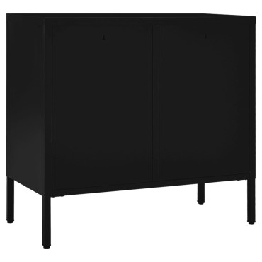 vidaXL Μπουφές Μαύρος 75x35x70cm από Ατσάλι και Ψημένο Γυαλί 1 τεμ.