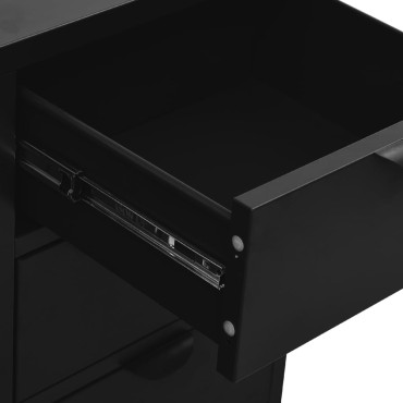 vidaXL Μπουφές Μαύρος 75x35x70cm από Ατσάλι και Ψημένο Γυαλί 1 τεμ.
