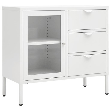 vidaXL Μπουφές Λευκός 75x35x70cm από Ατσάλι και Ψημένο Γυαλί 1 τεμ.