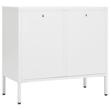 vidaXL Μπουφές Λευκός 75x35x70cm από Ατσάλι και Ψημένο Γυαλί 1 τεμ.