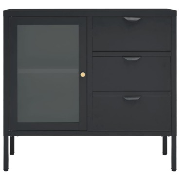 vidaXL Μπουφές Ανθρακί 75x35x70cm από Ατσάλι και Ψημένο Γυαλί 1 τεμ.