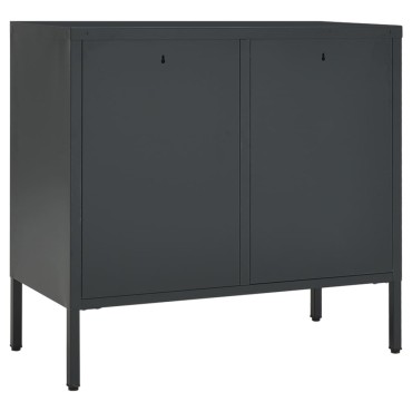 vidaXL Μπουφές Ανθρακί 75x35x70cm από Ατσάλι και Ψημένο Γυαλί 1 τεμ.