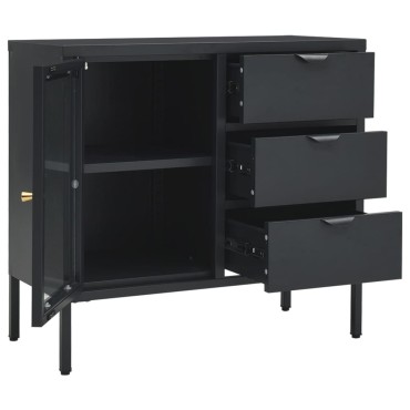 vidaXL Μπουφές Ανθρακί 75x35x70cm από Ατσάλι και Ψημένο Γυαλί 1 τεμ.