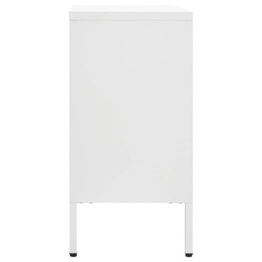 vidaXL Μπουφές Λευκός 105x35x70cm από Ατσάλι και Ψημένο Γυαλί 1 τεμ.