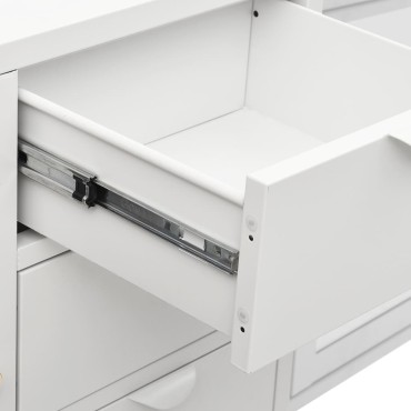 vidaXL Μπουφές Λευκός 105x35x70cm από Ατσάλι και Ψημένο Γυαλί 1 τεμ.