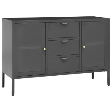 vidaXL Μπουφές Ανθρακί 105x35x70cm από Ατσάλι και Ψημένο Γυαλί 1 τεμ.