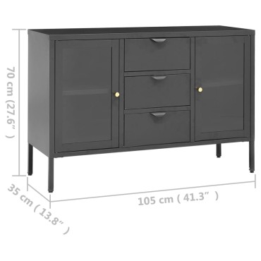 vidaXL Μπουφές Ανθρακί 105x35x70cm από Ατσάλι και Ψημένο Γυαλί 1 τεμ.