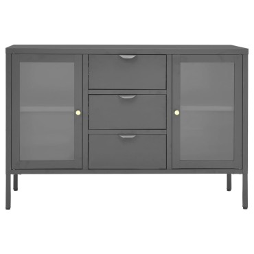 vidaXL Μπουφές Ανθρακί 105x35x70cm από Ατσάλι και Ψημένο Γυαλί 1 τεμ.