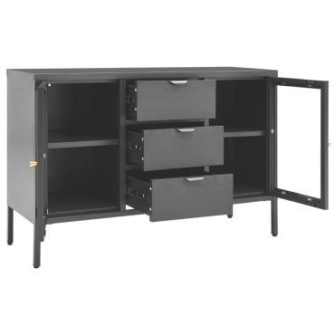 vidaXL Μπουφές Ανθρακί 105x35x70cm από Ατσάλι και Ψημένο Γυαλί 1 τεμ.