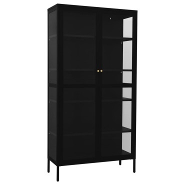 vidaXL Ντουλάπα Βιτρίνας Μαύρη 90x40x180cm Ατσάλι / Ψημένο Γυαλί 1 τεμ.