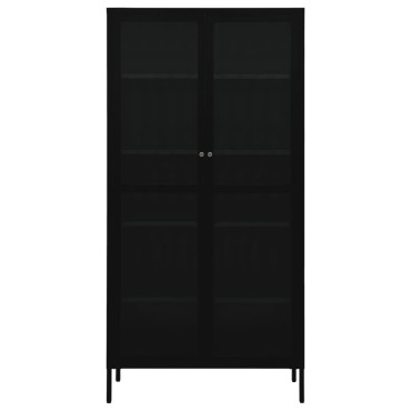 vidaXL Ντουλάπα Βιτρίνας Μαύρη 90x40x180cm Ατσάλι / Ψημένο Γυαλί 1 τεμ.