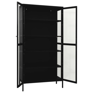vidaXL Ντουλάπα Βιτρίνας Μαύρη 90x40x180cm Ατσάλι / Ψημένο Γυαλί 1 τεμ.