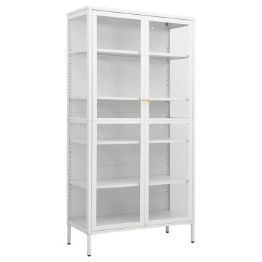 vidaXL Ντουλάπα Βιτρίνας Λευκή 90x40x180cm Ατσάλι / Ψημένο Γυαλί 1 τεμ.